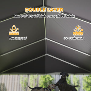 Galvanized steel kennel with roof and safety latches