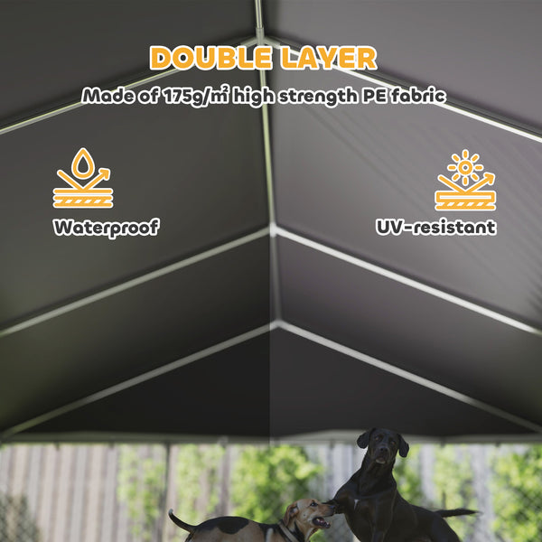 Galvanized steel kennel with roof and safety latches