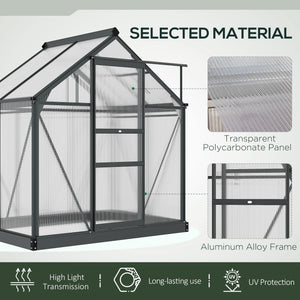 Garden greenhouse with sliding door, grey