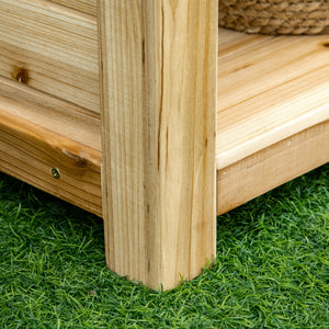 Wooden potting table with galvanized metal top