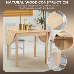 Drop-leaf kitchen table for small spaces, natural