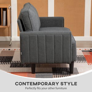 2 seater linen sofa with thickly padded seat and backrest, dark grey