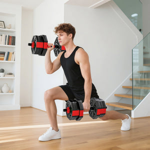 44 lb 6-in-1 Adjustable Dumbbell Set with Barbell, Kettlebell, and Push-up Stands