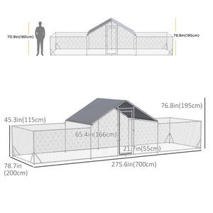 Metal chicken coop with waterproof and anti-UV cover