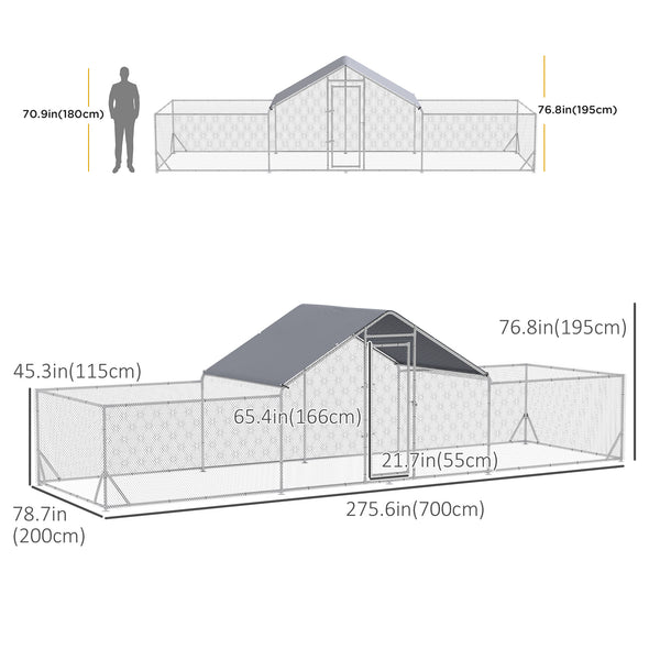 Metal chicken coop with waterproof and anti-UV cover