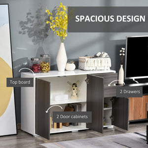 Modern Kitchen Buffet with Coffee Nook, Push-to-Open and 2 Drawers for Living Room, Light Grey