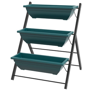 Three-tier raised vertical planter with three containers