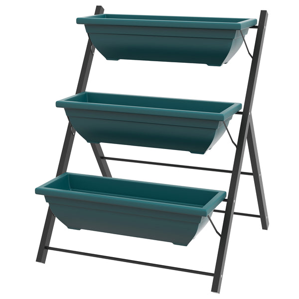 Three-tier raised vertical planter with three containers