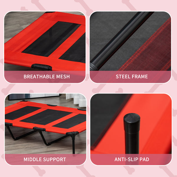 Elevated dog bed, red