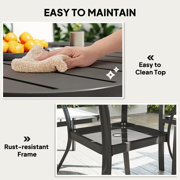 5-Piece Outdoor Dining Set with Round Table and 4 Stackable Chairs, for Garden, Lawn, Patio, Balcony and Poolside