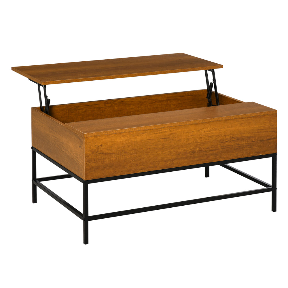 Teak lift-up coffee table with hidden storage compartment
