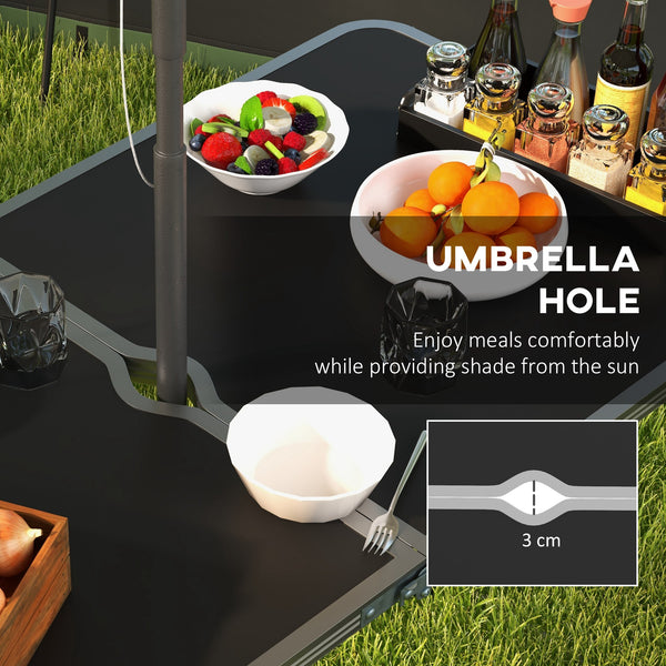 Folding Picnic Table with Camping Chairs, Black.