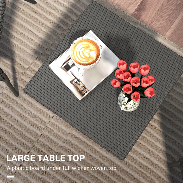 Wicker outdoor side table with fully woven top, grey