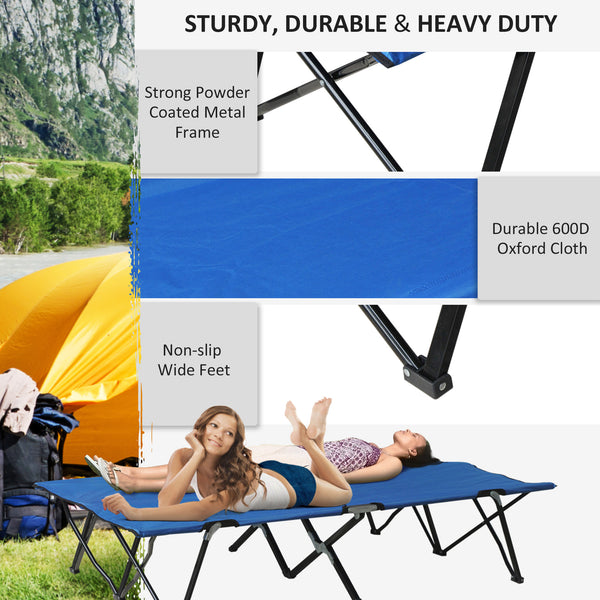 76" Folding Camp Bed with Carry Bag, Blue