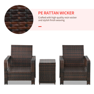3-piece garden furniture set in woven resin with coffee table, red