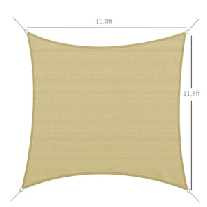 Outdoor Rectangular Shade Sail - 12' x 12' with Bag, Sand