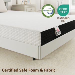 6 in. Gel Memory Foam Twin Mattress, Medium Firm – White and Gray