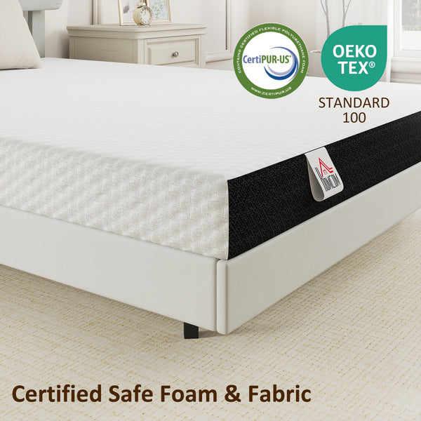 6 in. Gel Memory Foam Twin Mattress, Medium Firm – White and Gray