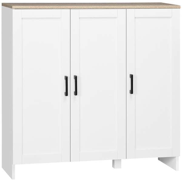 Modern Sideboard with Adjustable Shelves, 3 Doors, White