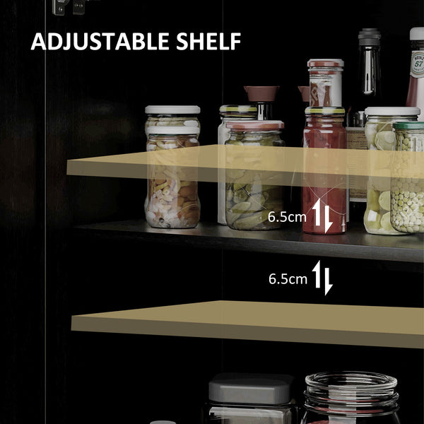 Storage buffet with sliding barn door and adjustable shelf, black oak
