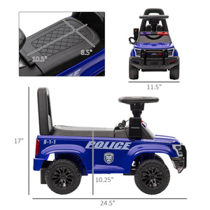 Police car with hidden storage under seat, megaphone, blue