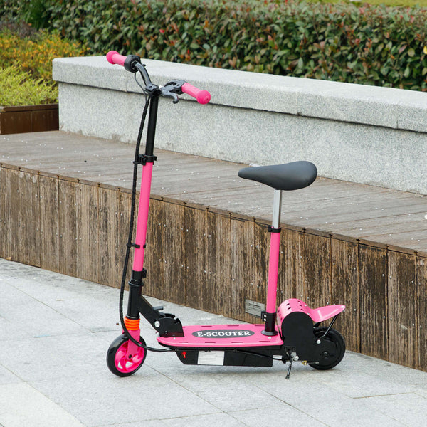 Foldable electric scooter with seat and 2 adjustable heights, pink