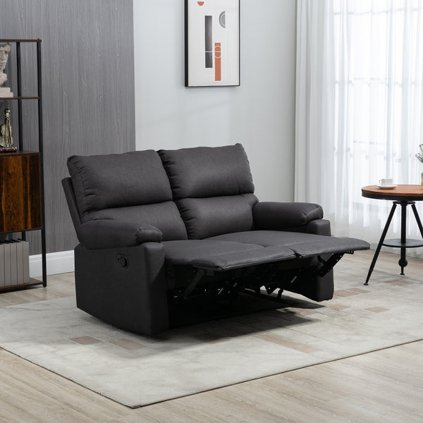 2-seater recliner with footrest, dark gray