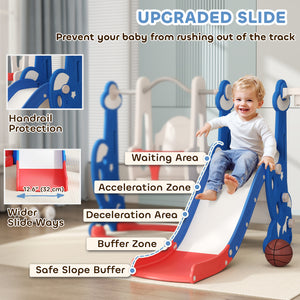 4-in-1 Rocket Theme Slide and Swing Set, Dark Blue
