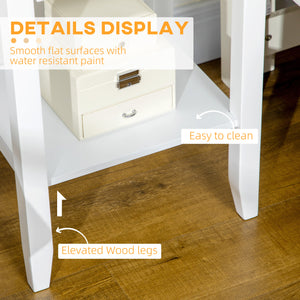 Set of 2 side tables with drawer and lower shelf, white