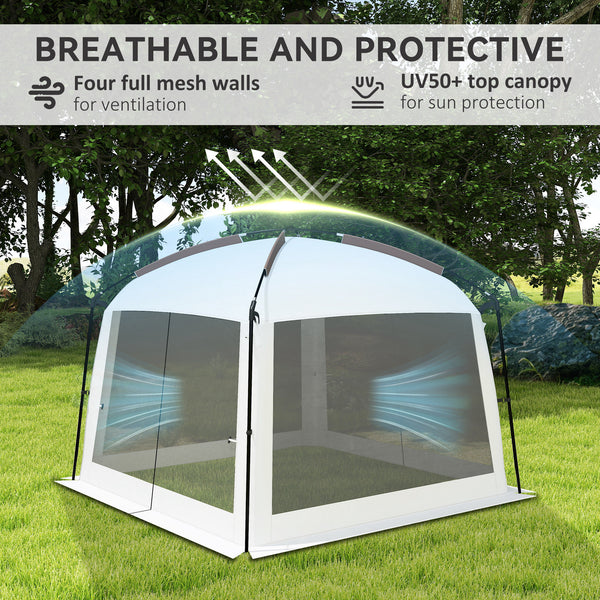Mosquito net tent with UV50+ protection, carrying bag and stakes, white