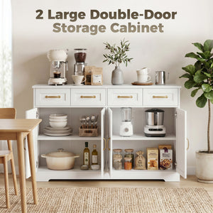 55" White 4-Door, 4-Drawer Buffet