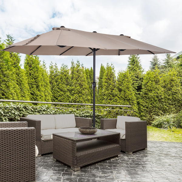 15-foot double parasol, beige