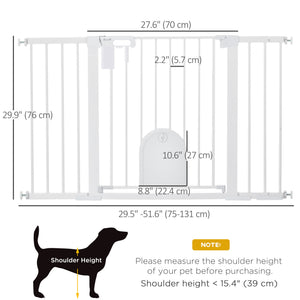 Extra-wide safety gate with small door, white