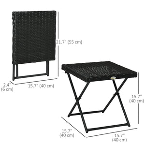Folding garden coffee table in synthetic rattan, black