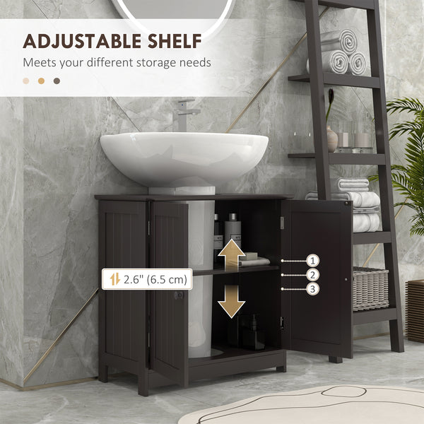 Vanity unit with 2 doors and shelf, coffee color