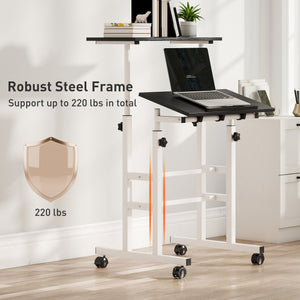 Sit-stand desk with casters, black