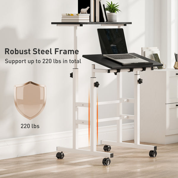 Sit-stand desk with casters, black