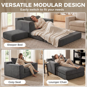51" corduroy sofa bed, dark grey