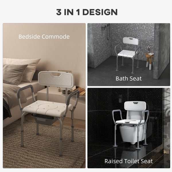 3 in 1 Shower Chair with Adjustable Backrest