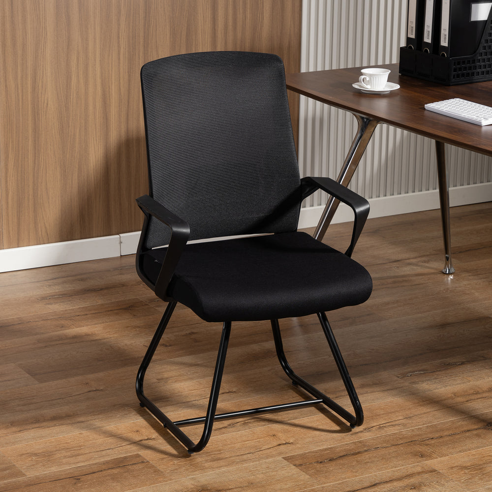 Waiting room chair without wheels with mesh back