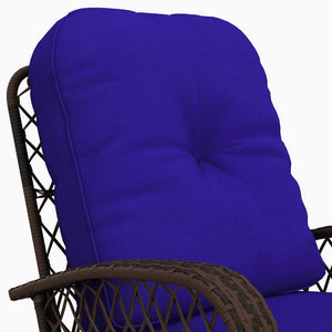 Outdoor Wicker Rattan Rocking Chair Patio Rocker with Thick Cushions for Garden Backyard Porch, Dark Blue