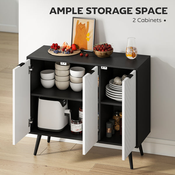 Modern sideboard with adjustable shelves and 3 doors, black