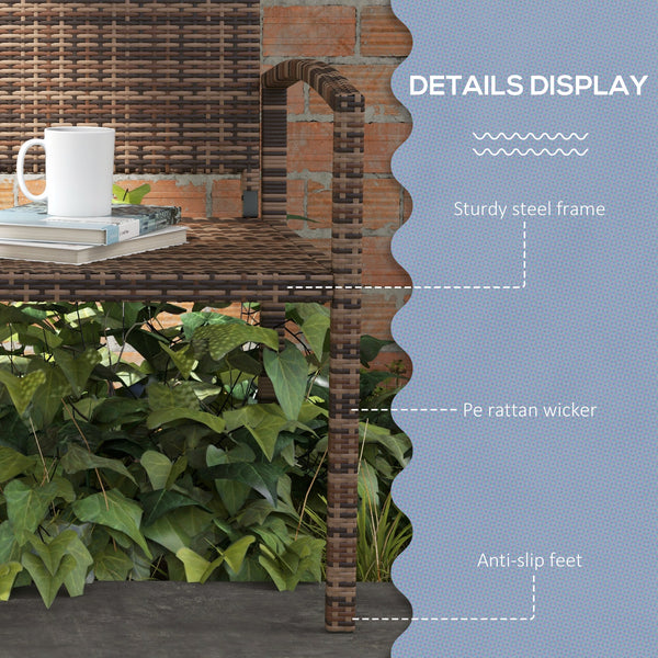 Rattan and wicker garden armchair with armrests - Brown