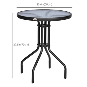 Round patio table with tempered glass top