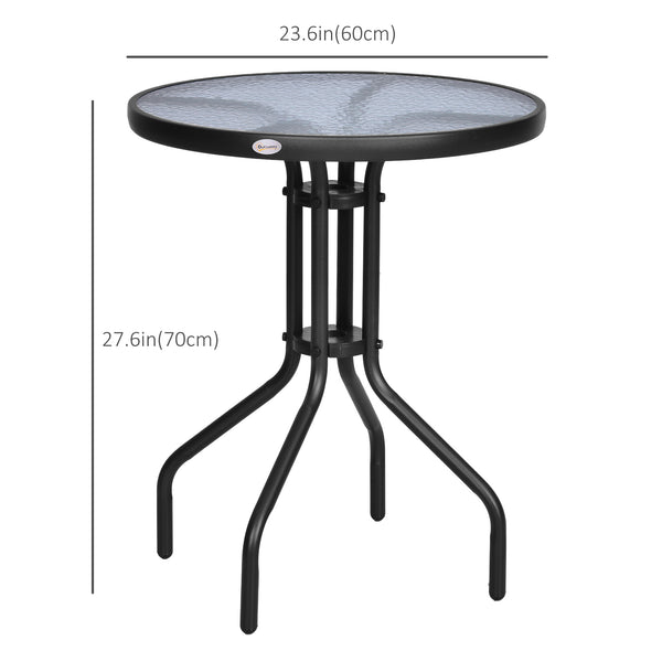 Round patio table with tempered glass top
