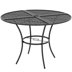 Round outdoor dining table with parasol hole