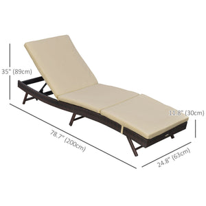 Reclining wicker chaise lounge with 5-position adjustable backrest