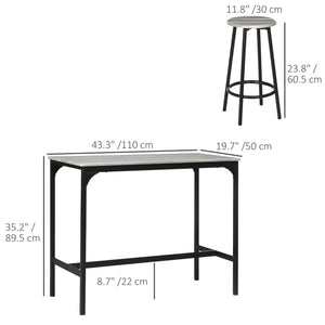 5 Piece Bar Table and Chair Set for 4 People, Pub Table and Chairs