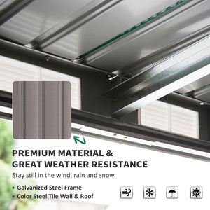 Metal garden shed with foundation kit, ventilation and doors, light grey