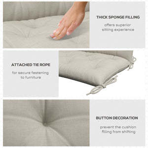 2 Seater Garden Bench Cushion, Thick, Non-Slip, Soft, with Backrest, Light Grey